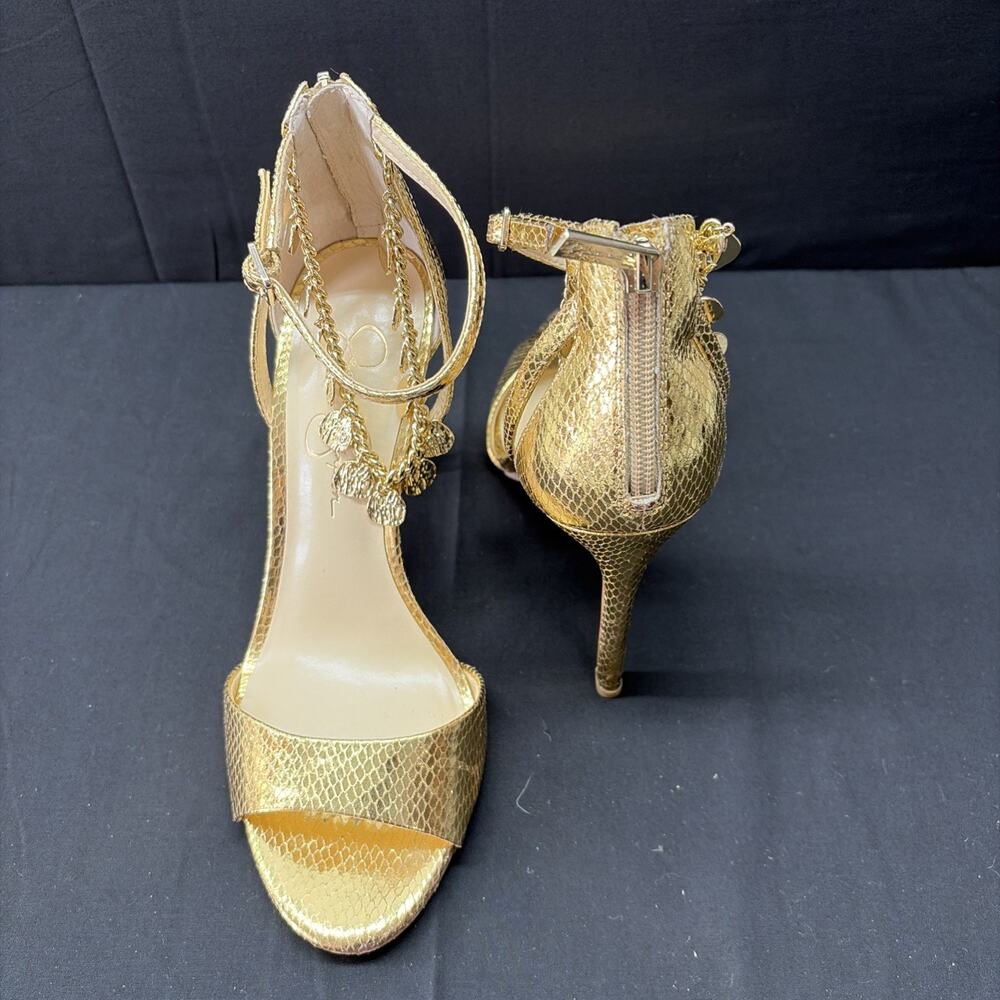 Jessica Simpson Jetser Chain Medallion Heeled Sandal, Gold, 9.5 Ships Same Day - Picture 4 of 6